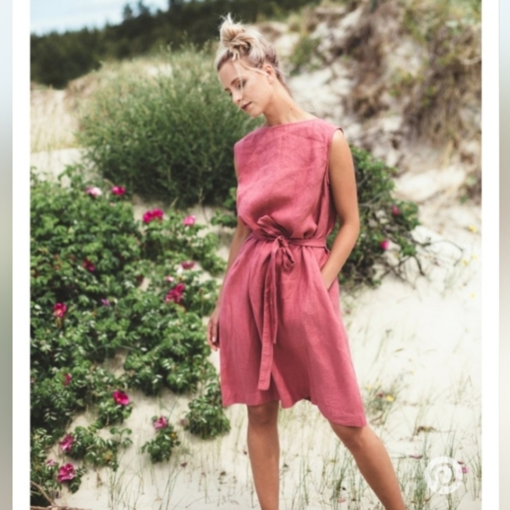 NWOT Linen Fox Nida Watermelon Dress Size S-M Knee-Length